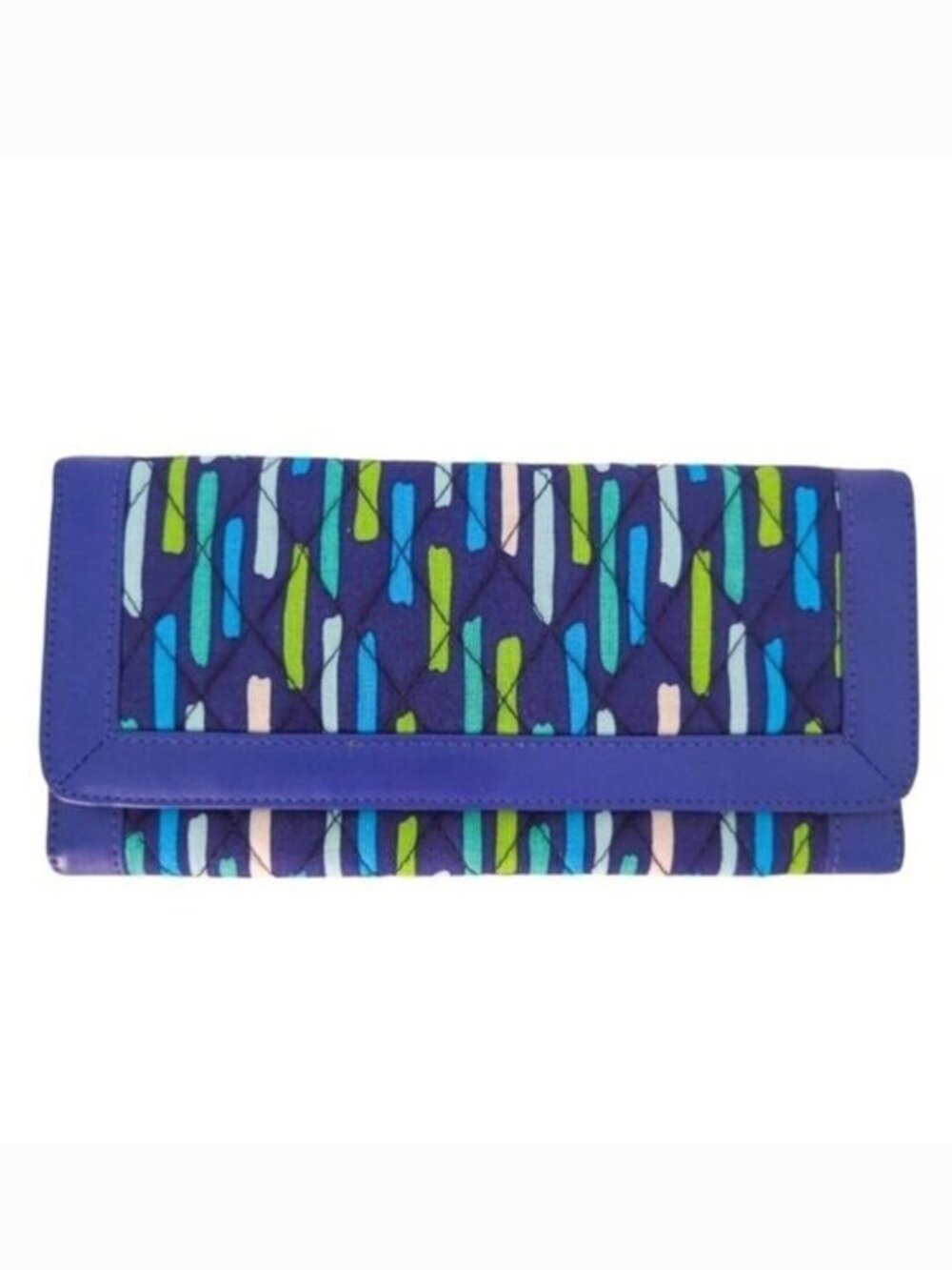 Vera Bradley Blue & Green Striped Katalina Showers Trifold Wallet